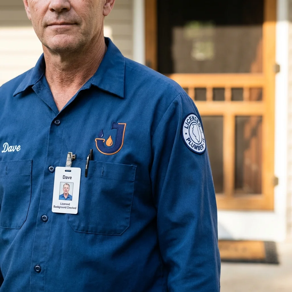 Licensed plumber showing ID badge in Westmoreland, NH